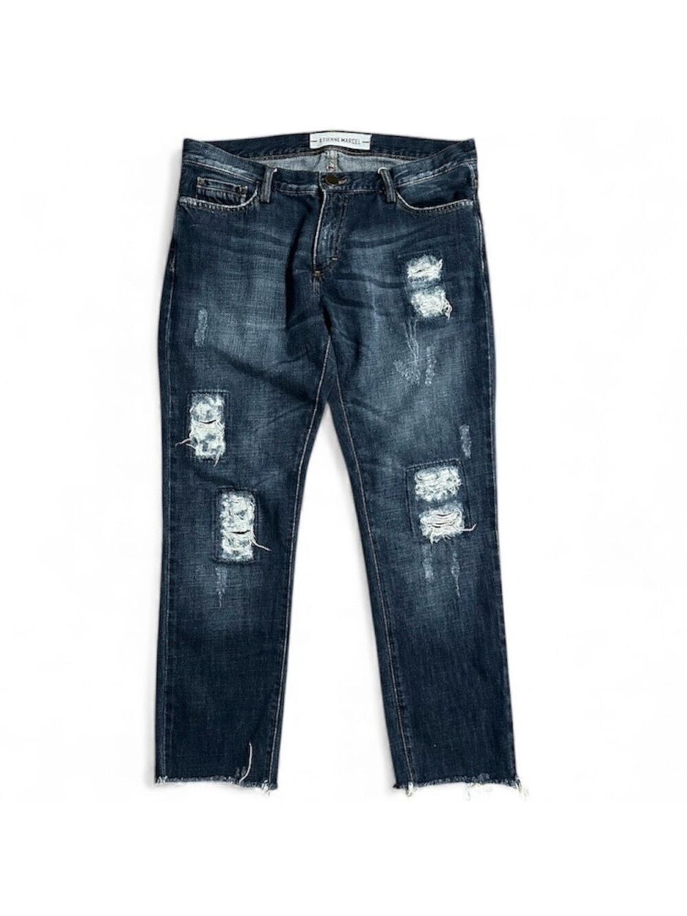 Etienne Marcel Mid-Rise Boyfriend Distressed Raw Hem Ankle Cotton Jeans Size 28